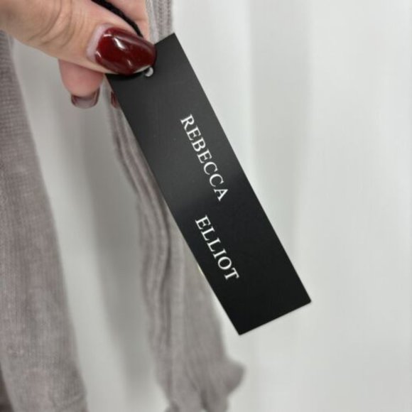 Rebecca Elliot Cardigan Open Front Gray Lightweight Linen Blend Small NWT $110 - Picture 6 of 8